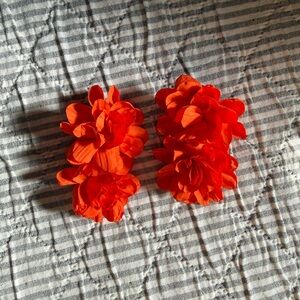 Vibrant Orange Floral Earrings